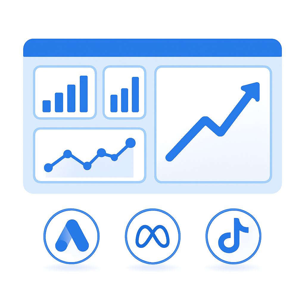 Pacote Mensal de Tráfego Pago — Google Ads, Meta Ads e TikTok Ads